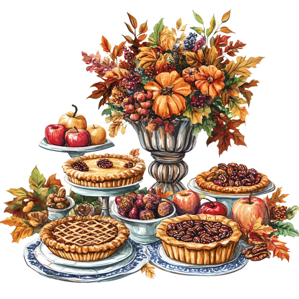 Watercolor Thanksgiving Fabric Panel 10