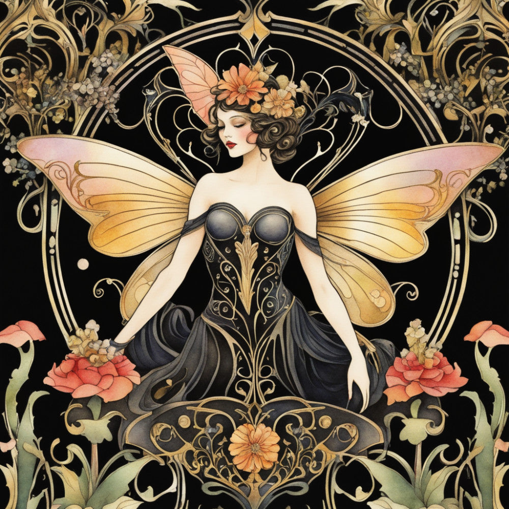 Art Nouveau Fairies Fabric Panel 8