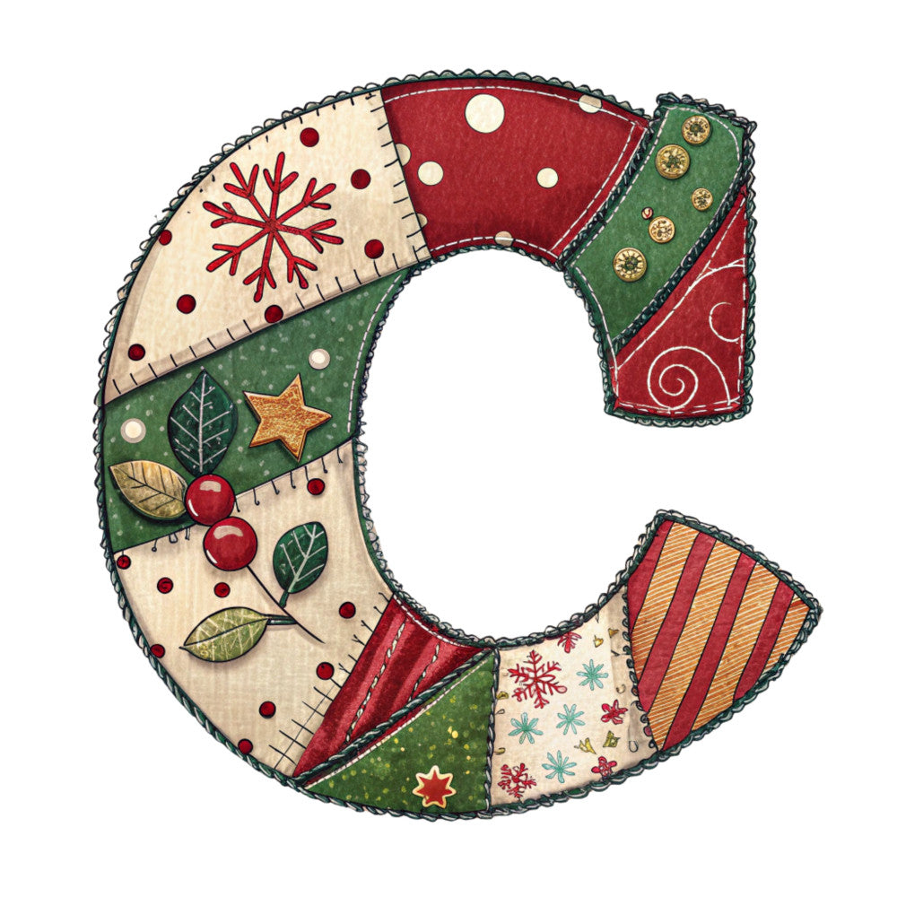 Christmas Patchwork Alphabet Fabric Panel 10
