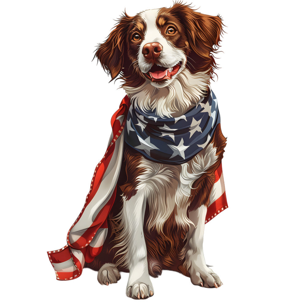 Dogs with American Flag Fabric Panel 2