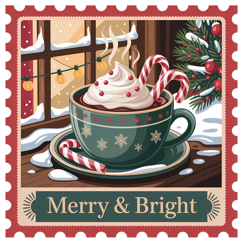 Vintage Christmas Stamps Fabric Panel 39
