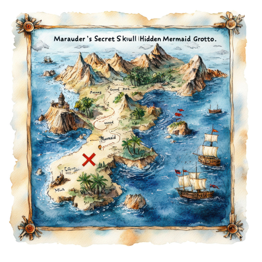 Pirate Treasure Map Fabric Panel 19