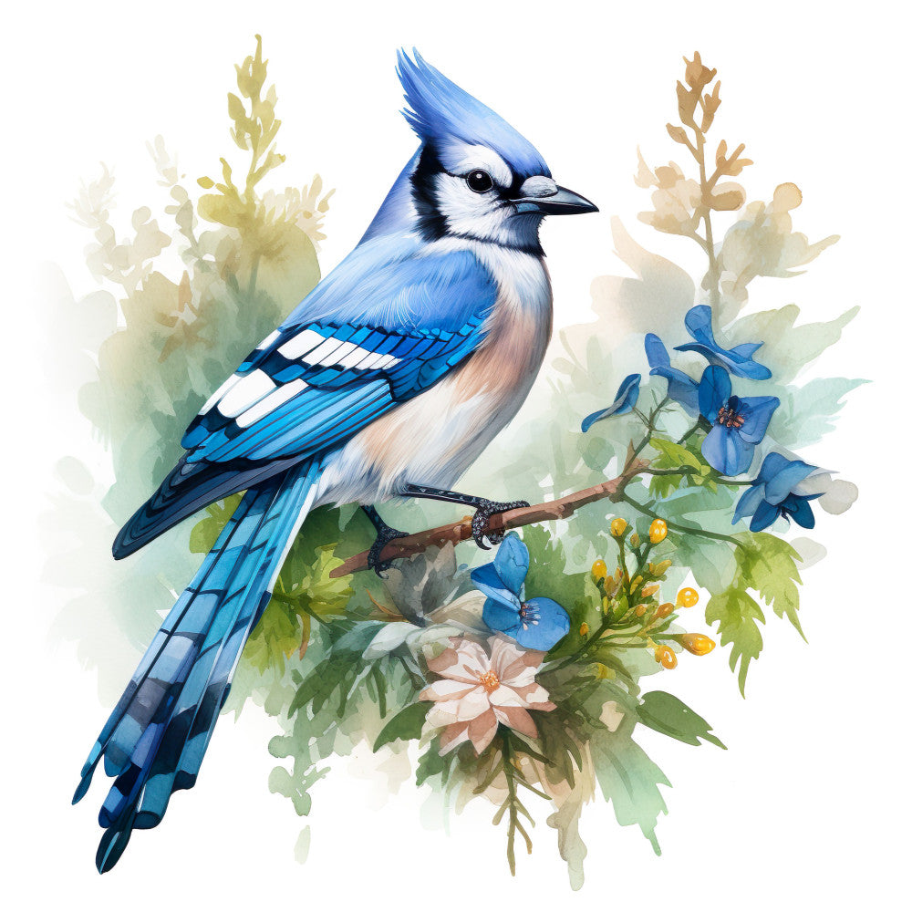 Blue Jay Bird Fabric Panel 9