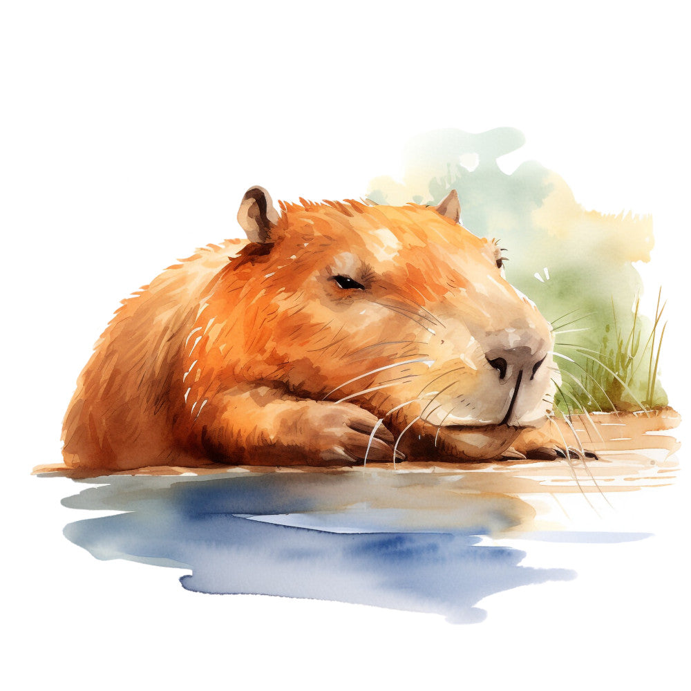 Watercolor Capybaras Fabric Panel 6