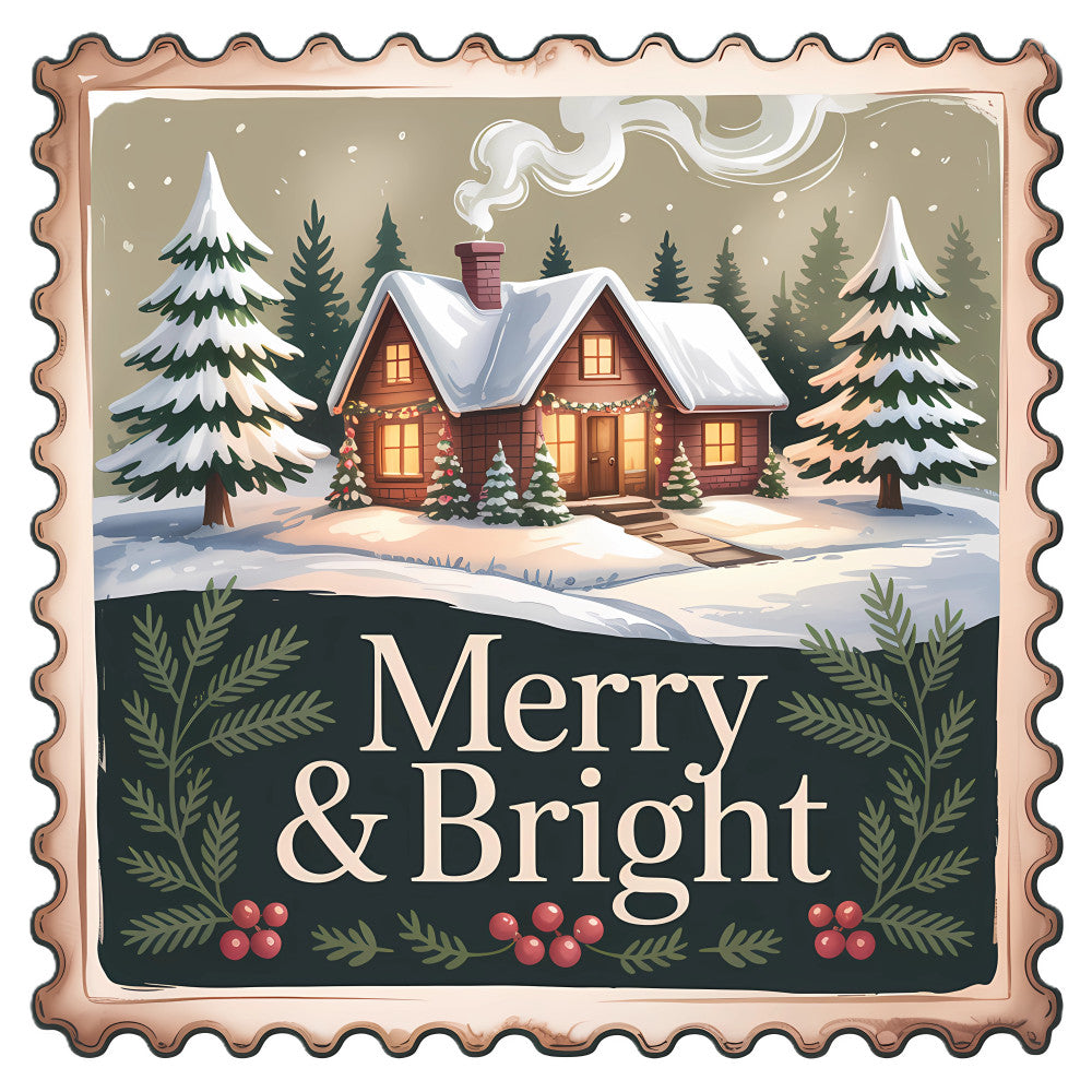 Vintage Christmas Stamps Fabric Panel 9