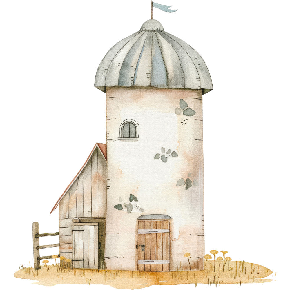 Watercolor Farm Fabric Panel 38