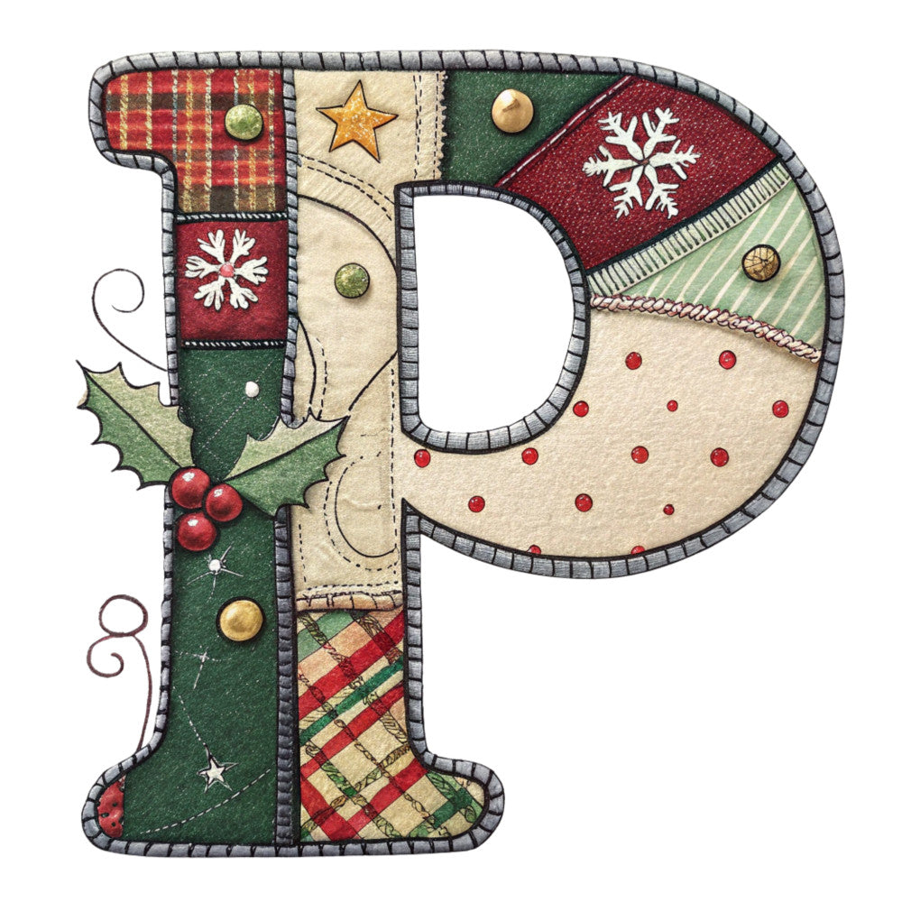 Christmas Patchwork Alphabet Fabric Panel 6