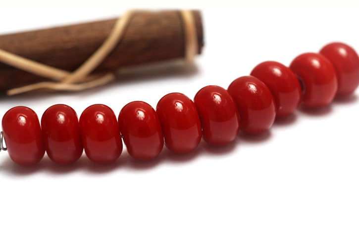 SP013 - Ten Opaque Christmas Red Spacer Beads