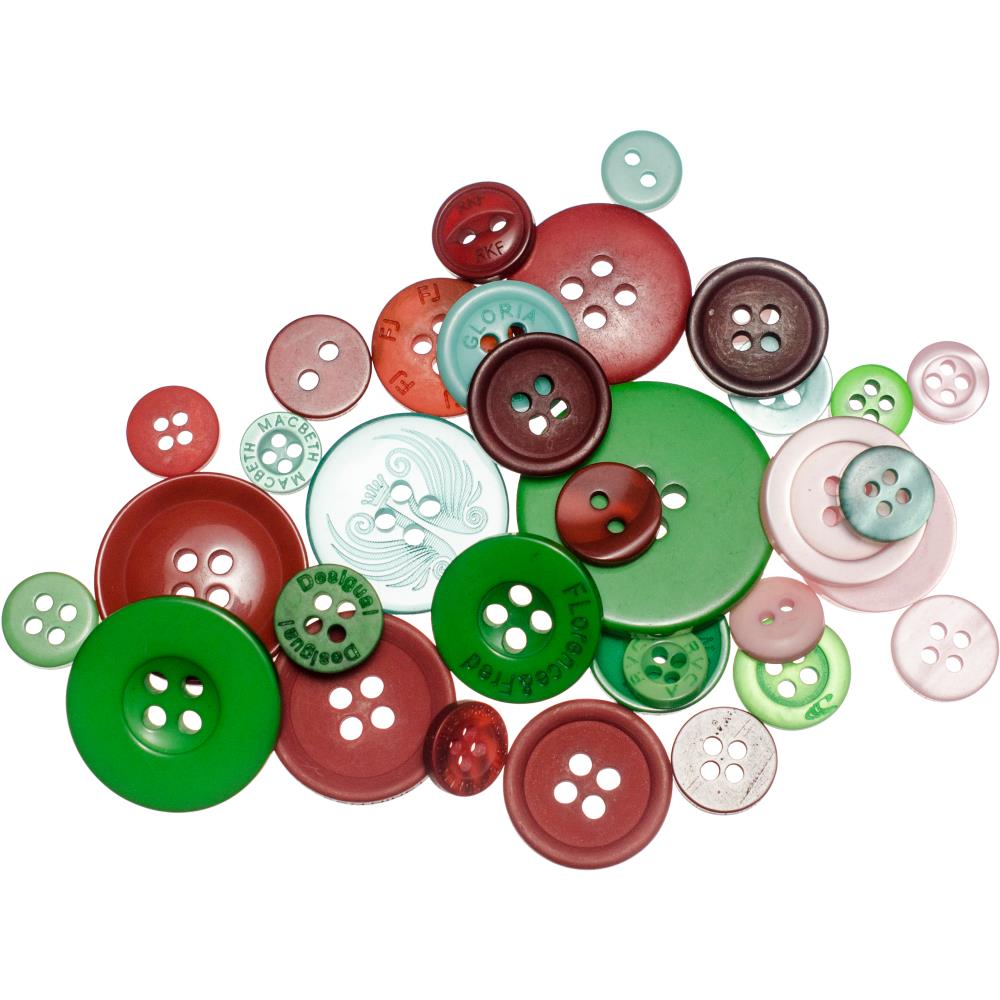 Buttons Galore Button Mason Jars - Retro Christmas