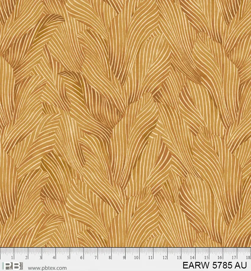 108" Earth Tones Gold Leaf Cotton Wideback Fabric per yard