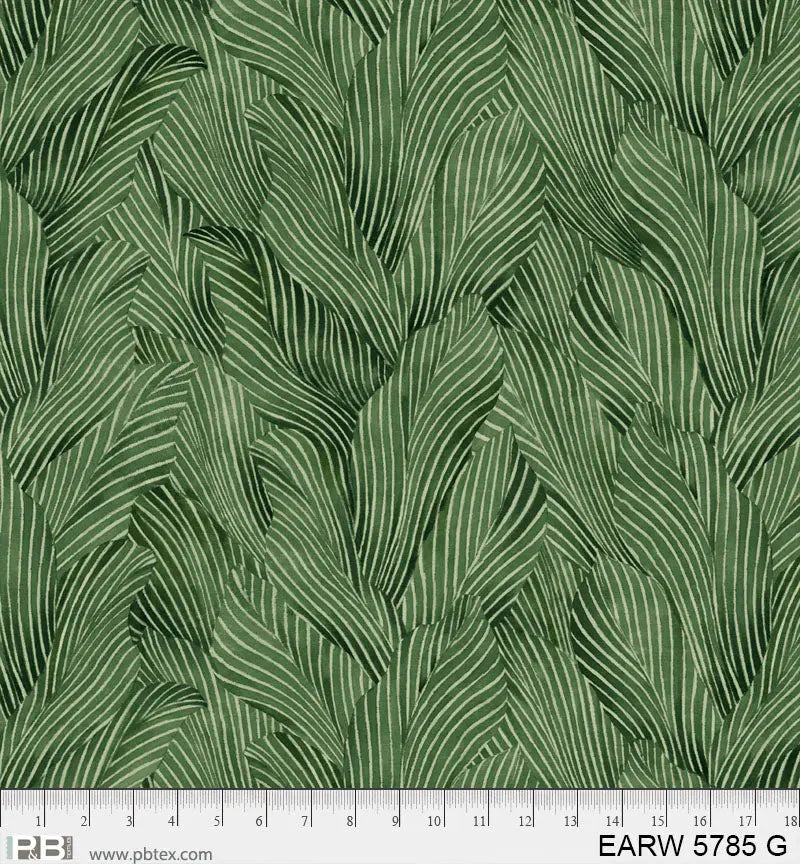 108" Earth Tones Green Leaf Cotton Wideback Fabric per yard