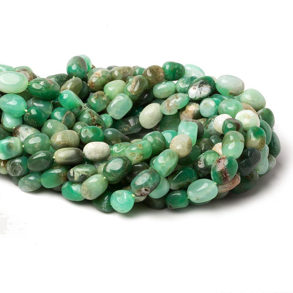 10x8-14x8mm Chrysoprase and Matrix Plain Nugget Beads 15 inch 28 pcs