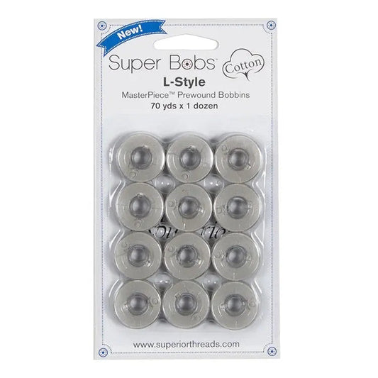 Super Bobs Cotton #156 Granite (L Style) 12 pack pre-wound bobbins