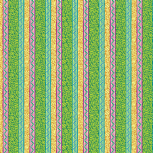 Ziggy Stripe Green Cheeto's World Cotton 44"/45" Fabric Per Yard