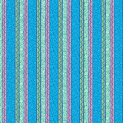 Ziggy Stripe Blue Cheeto's World Cotton 44"/45" Fabric Per Yard