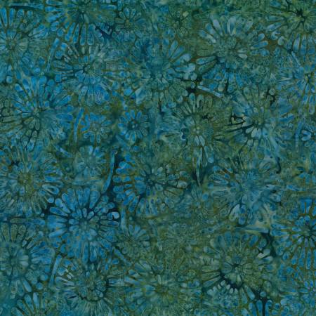 WL Shoreline Dark Green Flower Burst Batik