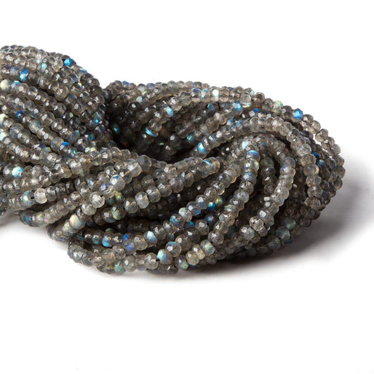 4mm Labradorite Hand Faceted Rondelle Beads 13.5 inch 144 beads
