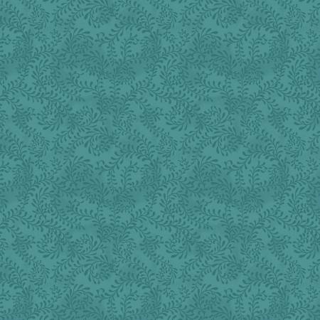 WL Teal Swirling Leaves 108in Wide Back