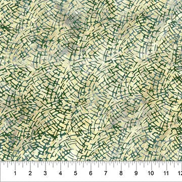 Green And Yellow Weave Changes In Seasons Cotton Batik 44"/45" Fabric Per Yard