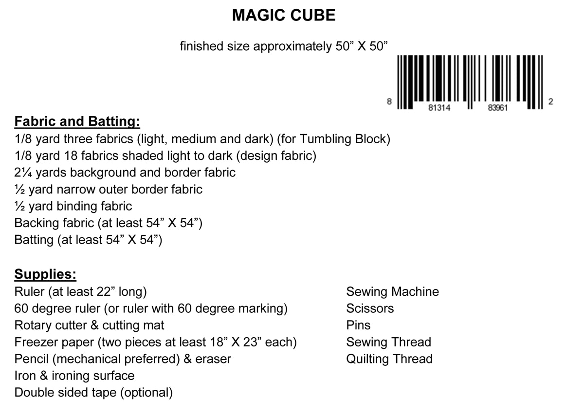 Magic Cube Quilt Pattern
