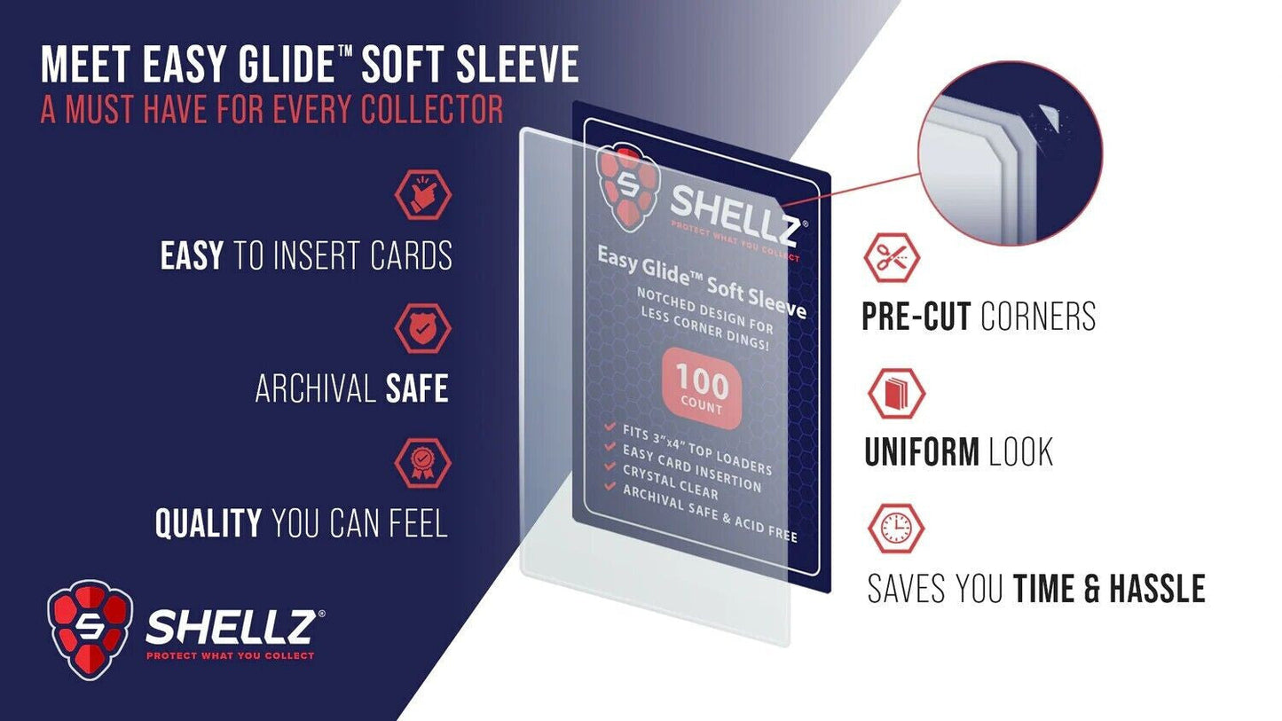 100pk CardShellz Premium Easy Glide Soft Sleeves w/ Pre-Cut Corners - Acid Free!