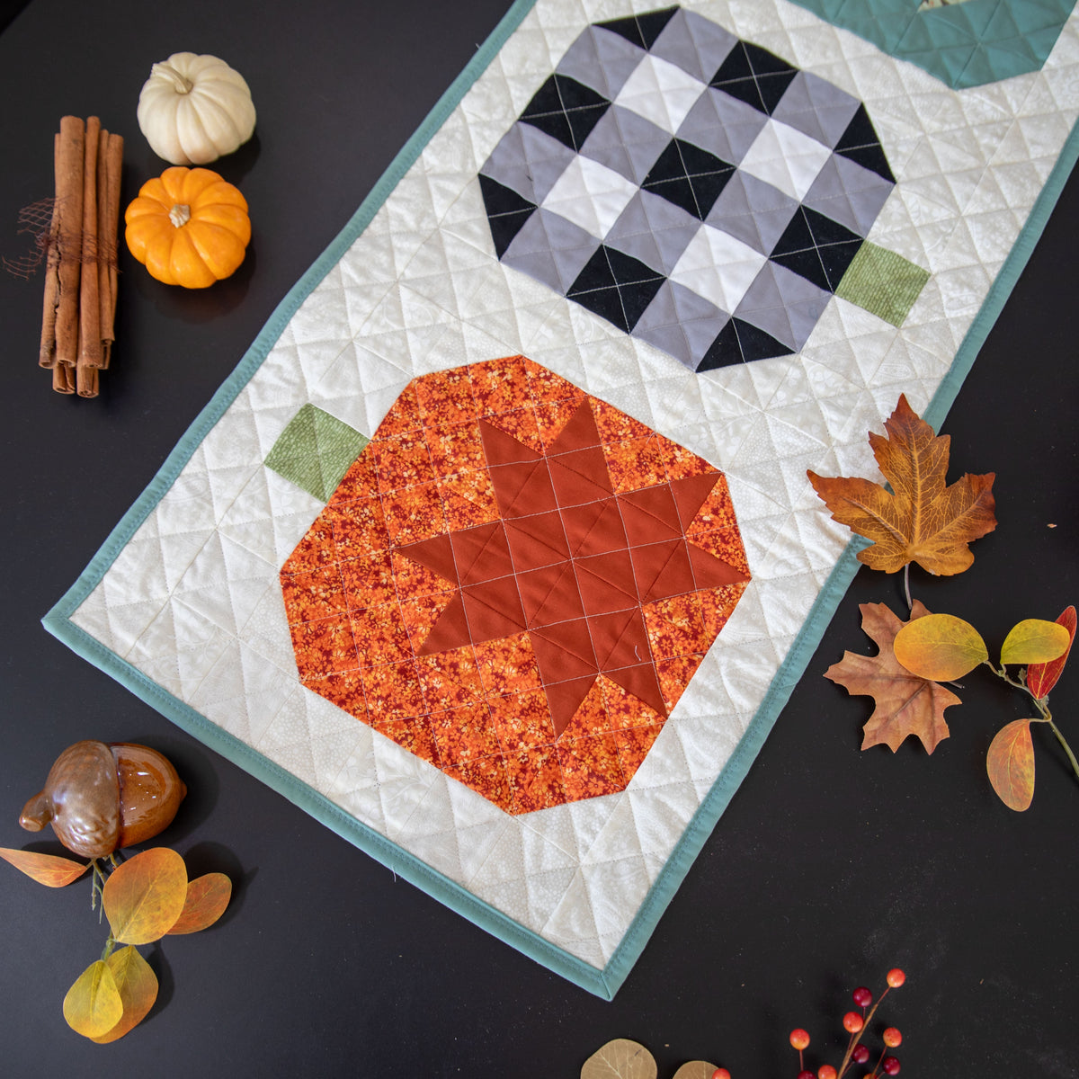 Pumpkin Patchwork Quilted Table Runner Precut Quilt Kit