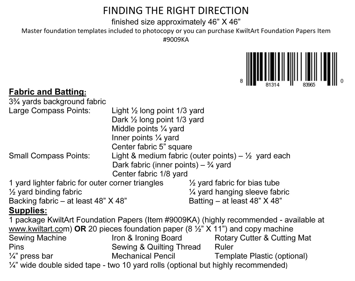 Finding the Right Direction Quilt Pattern