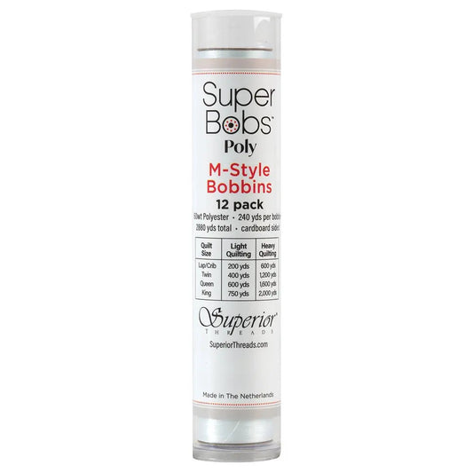 Super Bobs Poly #621 Lace Whilte (M-Style) 12 pack pre-wound bobbins