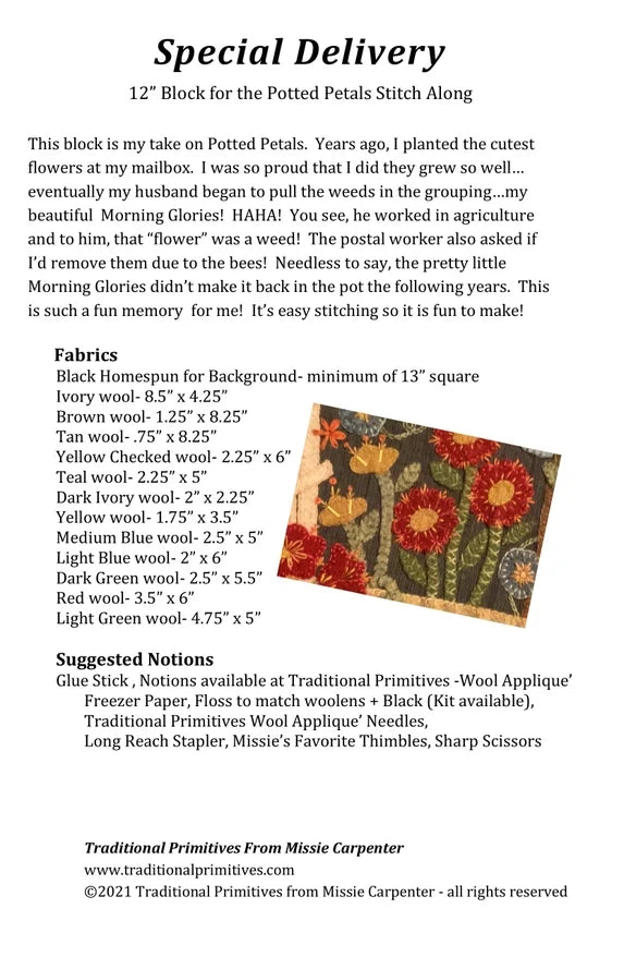 Special Delivery Block Wool Applique Pattern