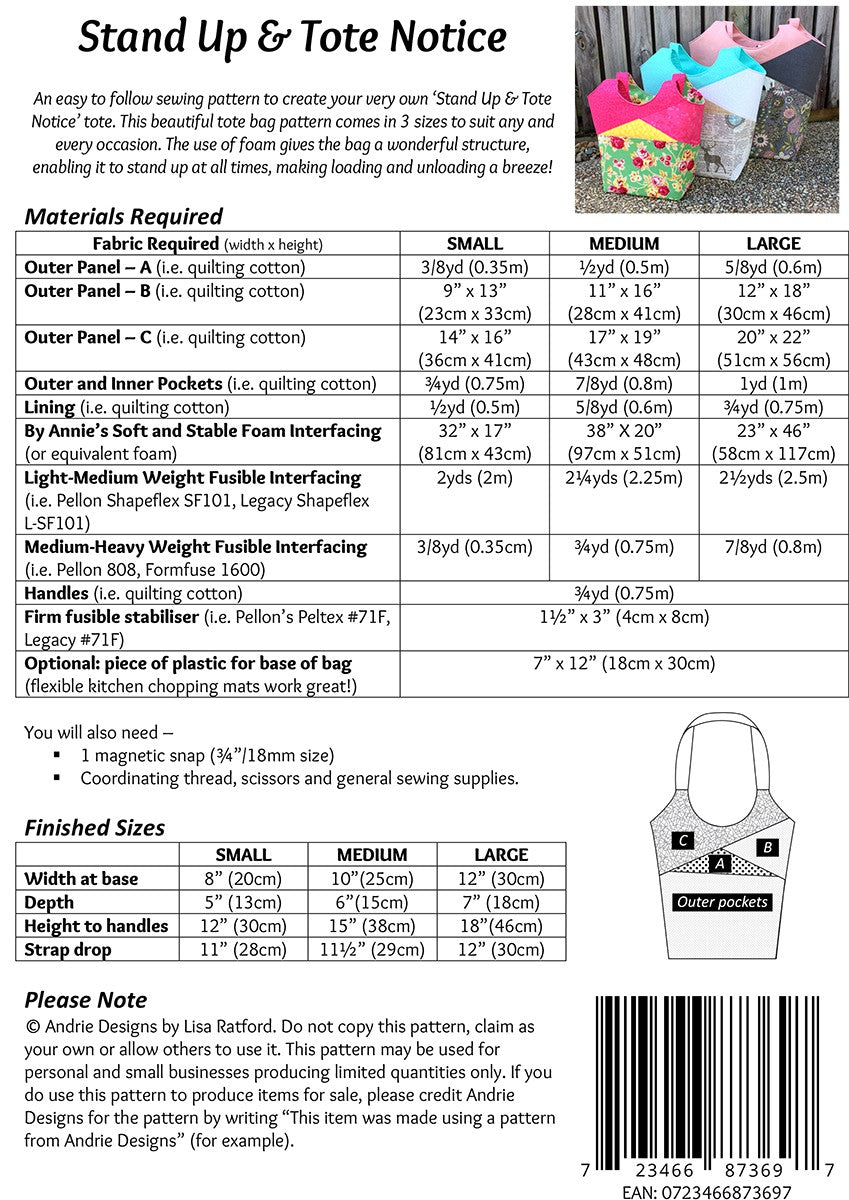 Stand Up & Tote Notice Pattern