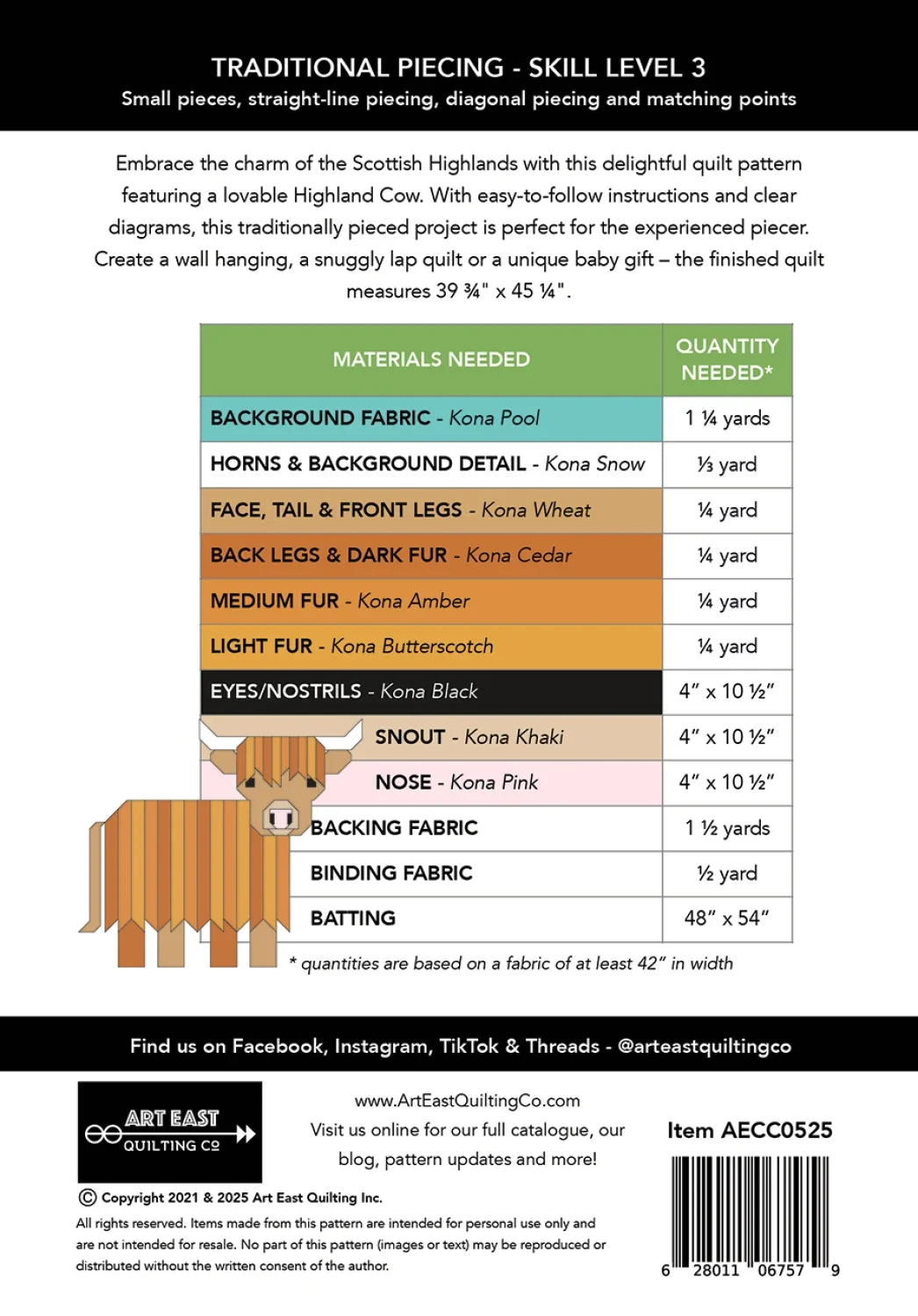 Cattle Call - A Highland Coo Quilt Pattern