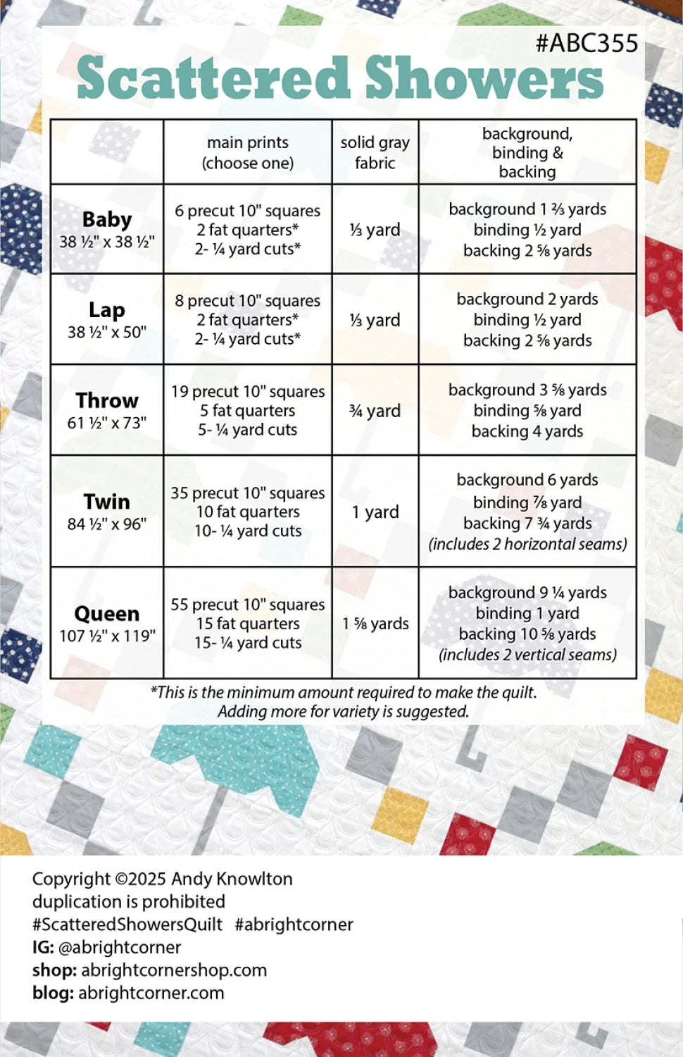 Scattered Showers Quilt Pattern