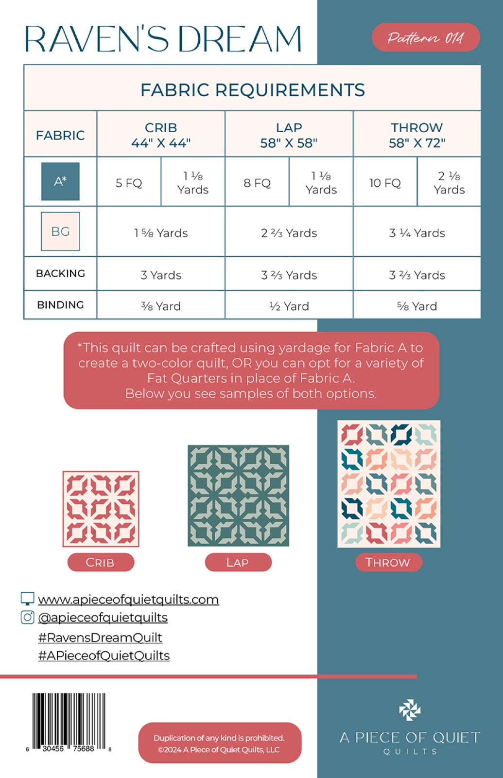 Raven's Dream Quilt Pattern