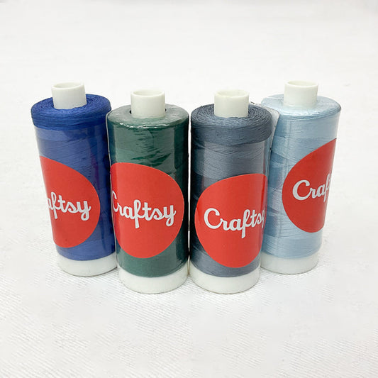 Craftsy Stash Builder Thread Set Bundle Blues 4 spools 100% Cotton