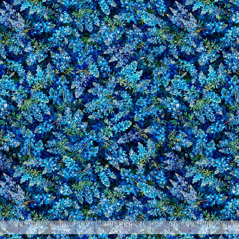 ATXSH Texas Bluebonnets Navy Cotton 44"/45" Fabric Per Yard