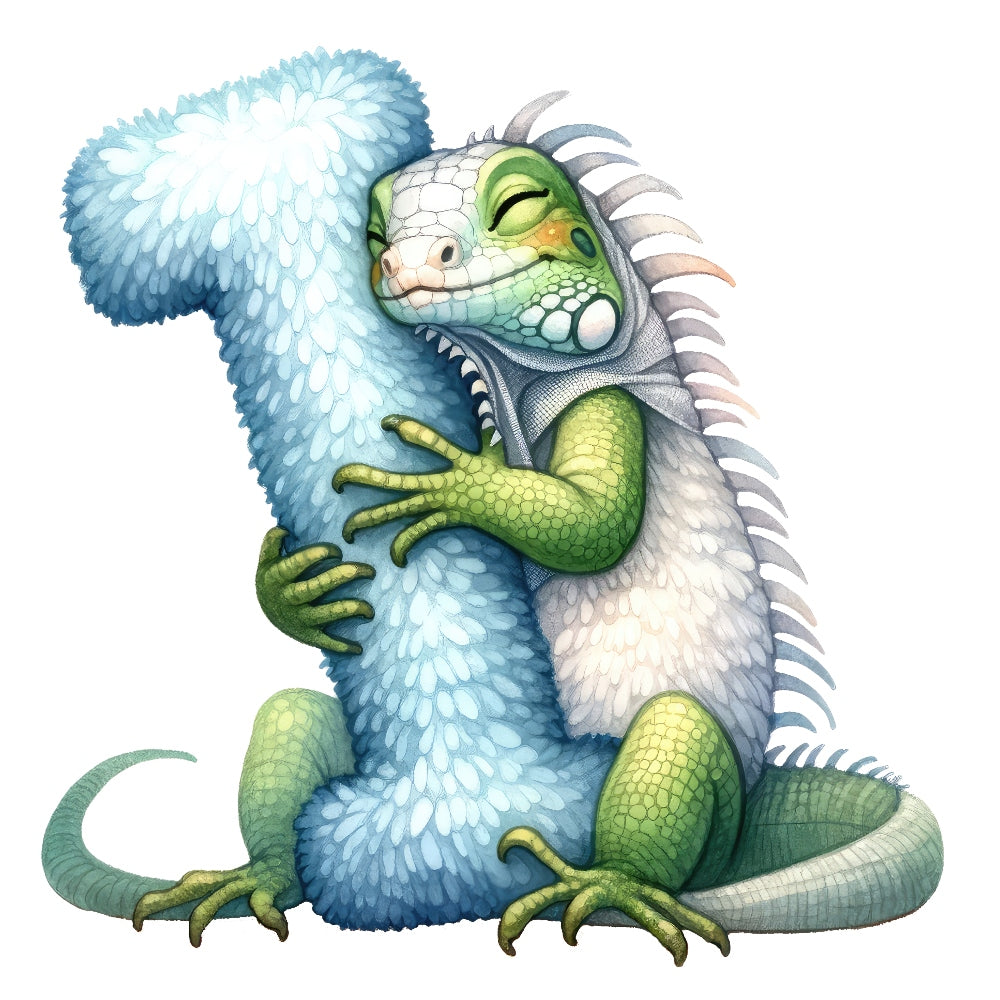 Animal Iguana Letter I Fabric Panel