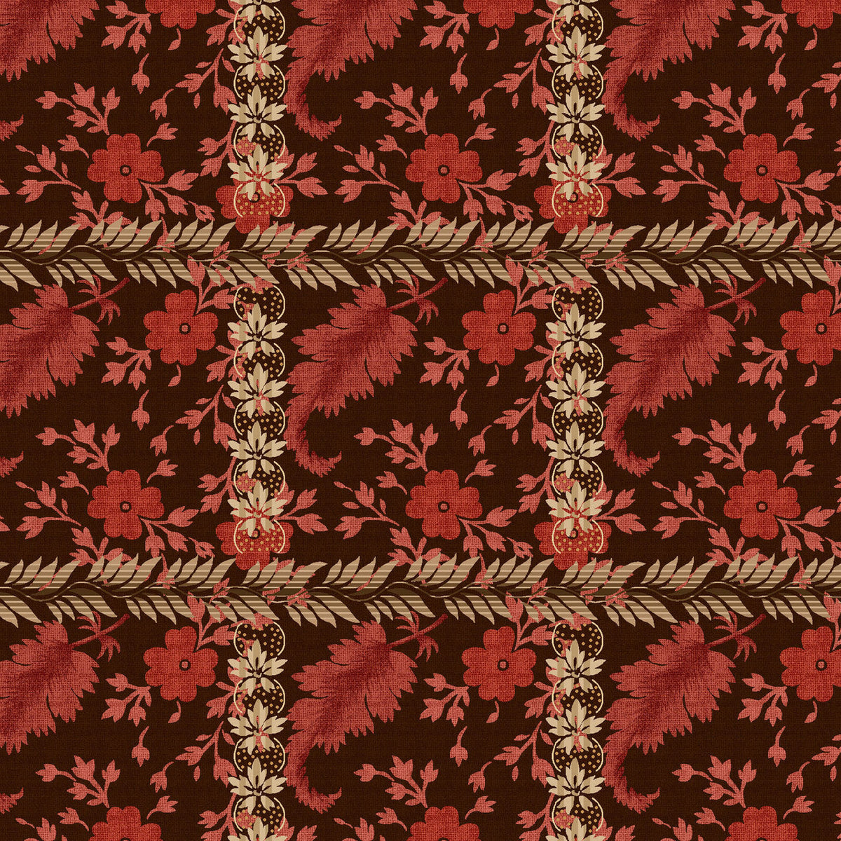Aubergine Floral Plaid Lost Gardens of Heligan Cotton 43"/44" Fabric Per Yard