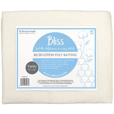 Bliss Batting 80/20 Cotton Poly Twin 72in x 96in