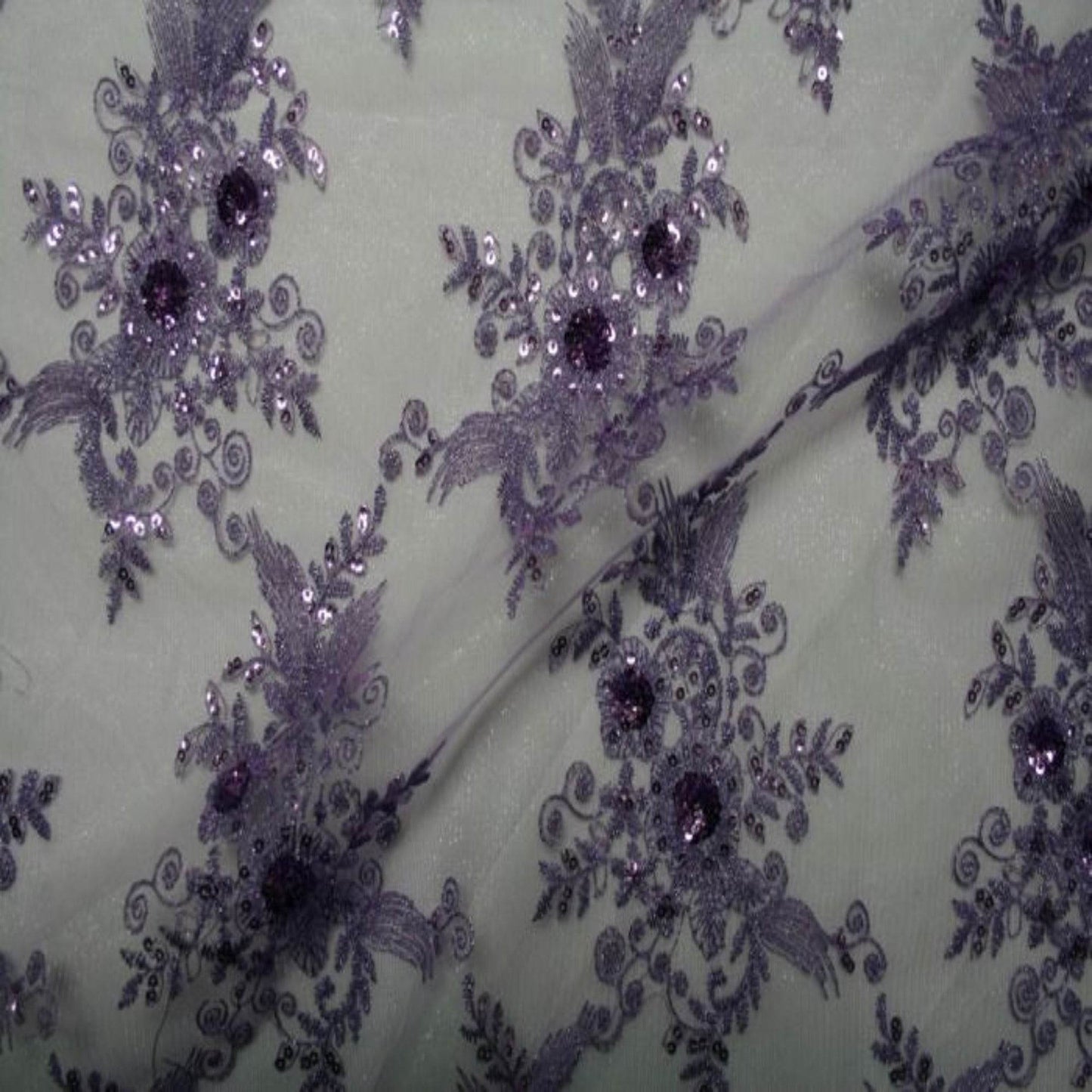 Blossom Glitter Sequin Embroidered Mesh Fabric. Lace Netting Material ideal for Sewing, Dresses, Gowns, Skirts, Veils