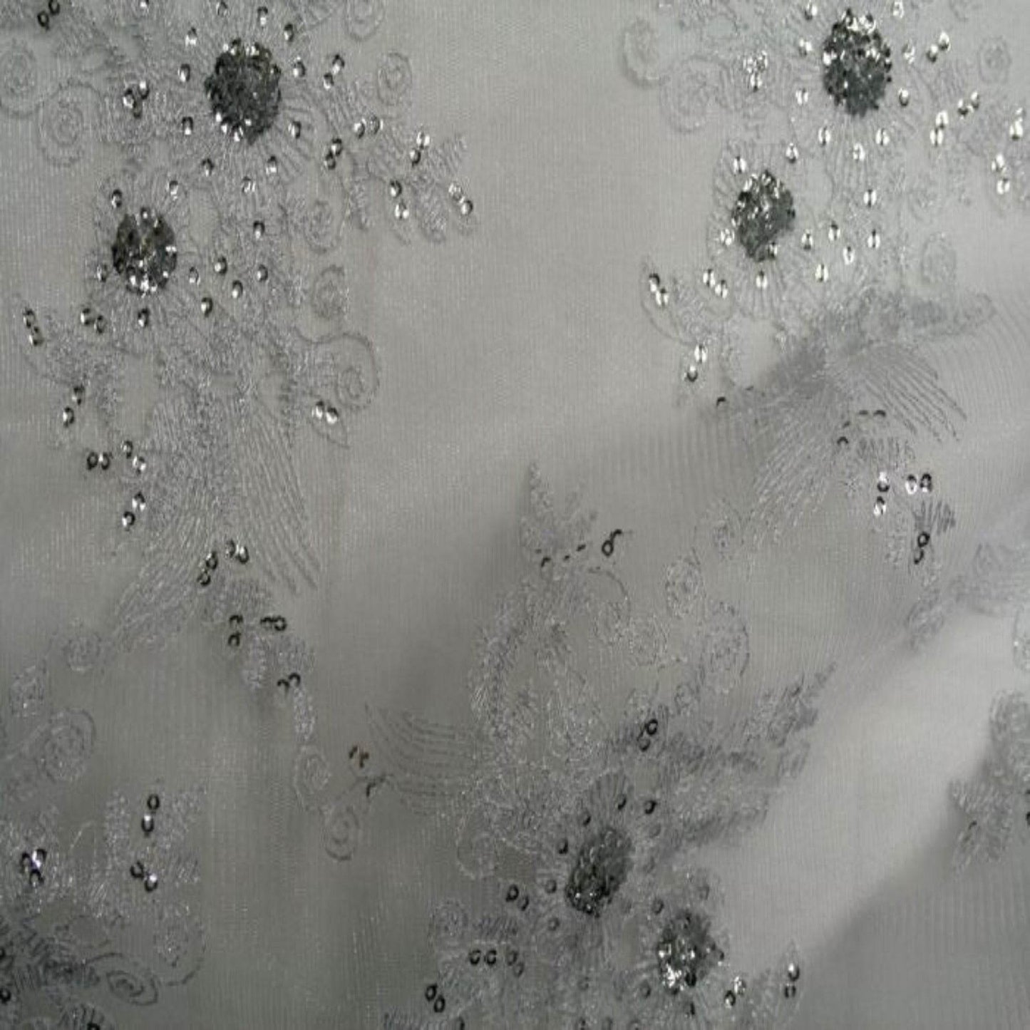 Blossom Glitter Sequin Embroidered Mesh Fabric. Lace Netting Material ideal for Sewing, Dresses, Gowns, Skirts, Veils