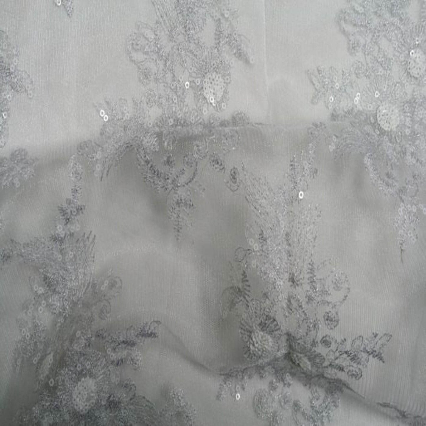 Blossom Glitter Sequin Embroidered Mesh Fabric. Lace Netting Material ideal for Sewing, Dresses, Gowns, Skirts, Veils