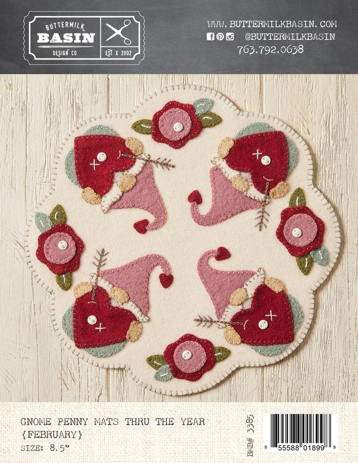 Gnome Penny Mats Thru the Year - February Pattern