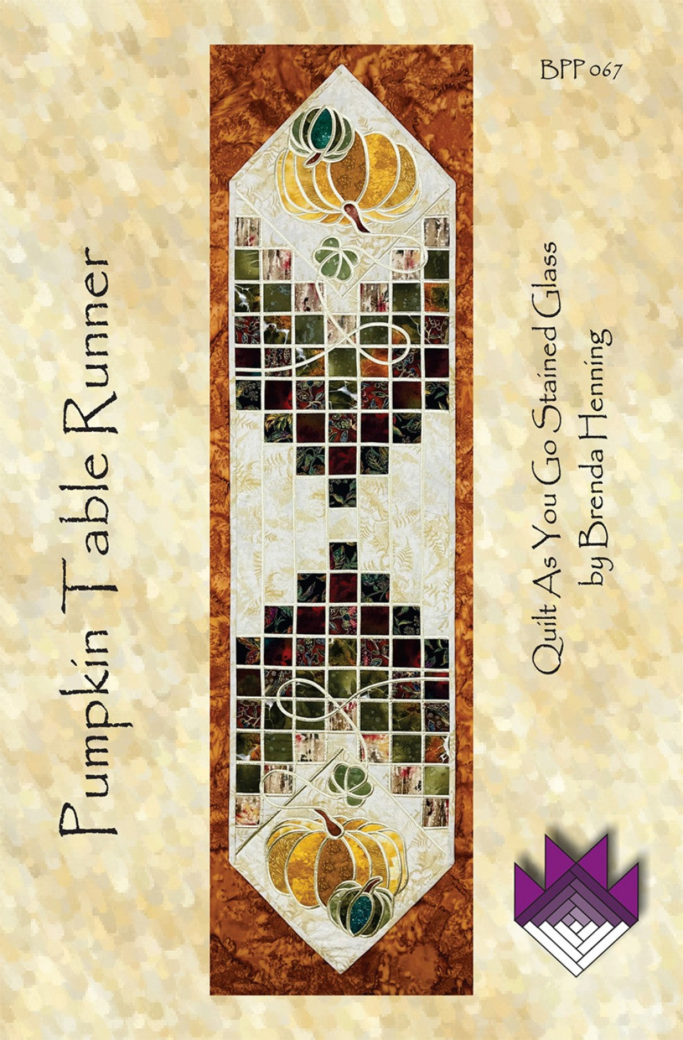 Pumpkin Table Runner in Stained Glass Quilt Pattern