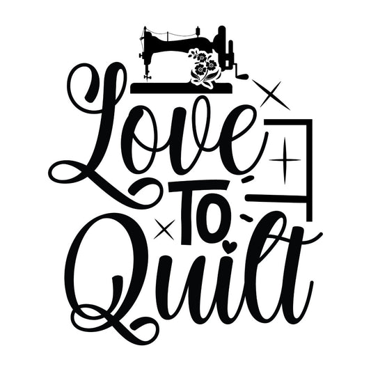 Black and White Love to Quilt Fabric Panel