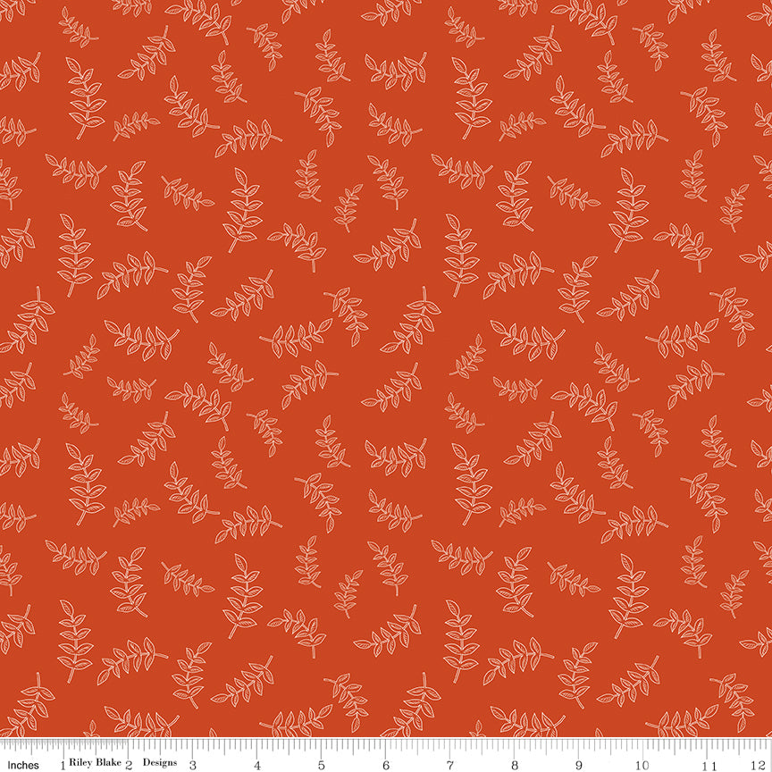 Folk Floral Sprigs Rusty