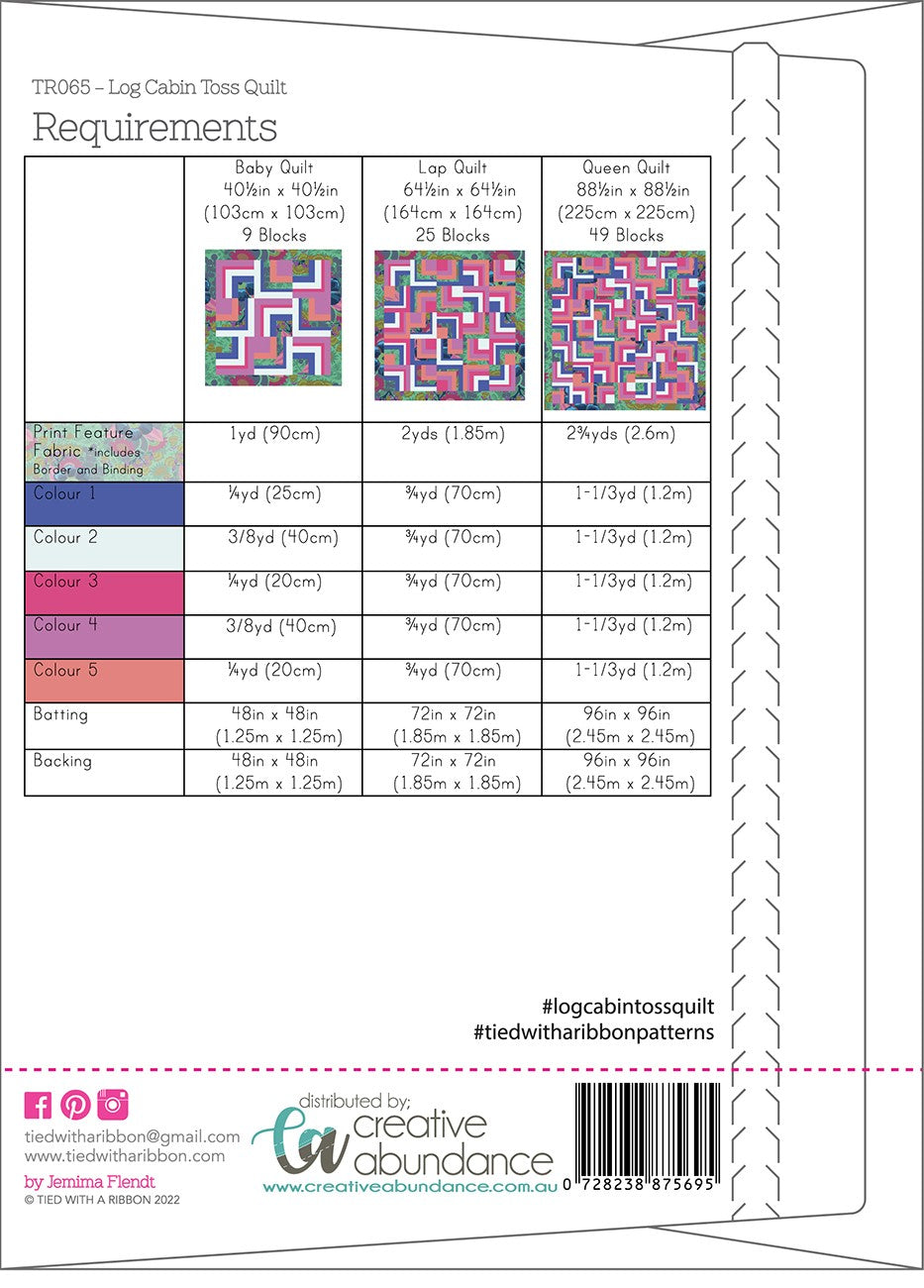 Log Cabin Toss Quilt Pattern