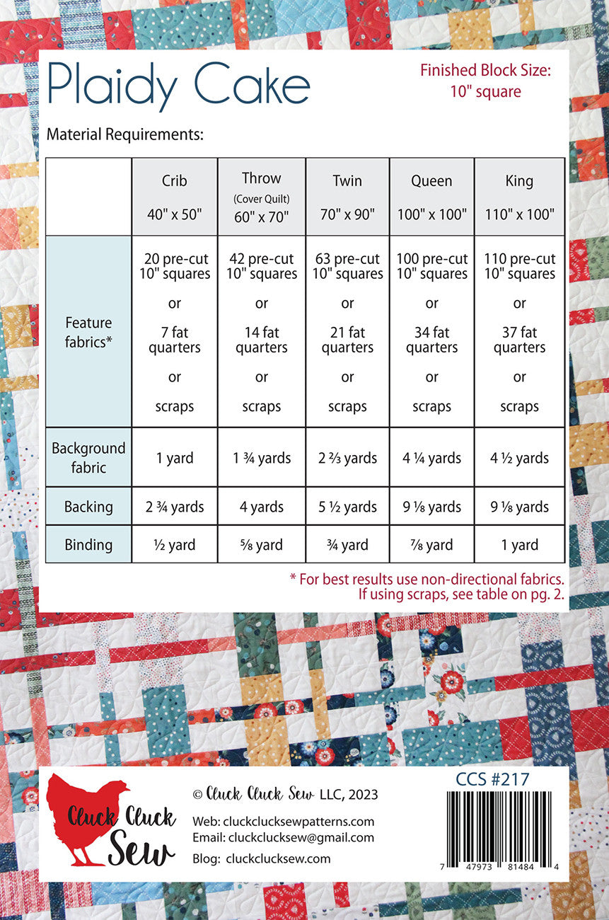 Plaidy Cake Quilt Pattern