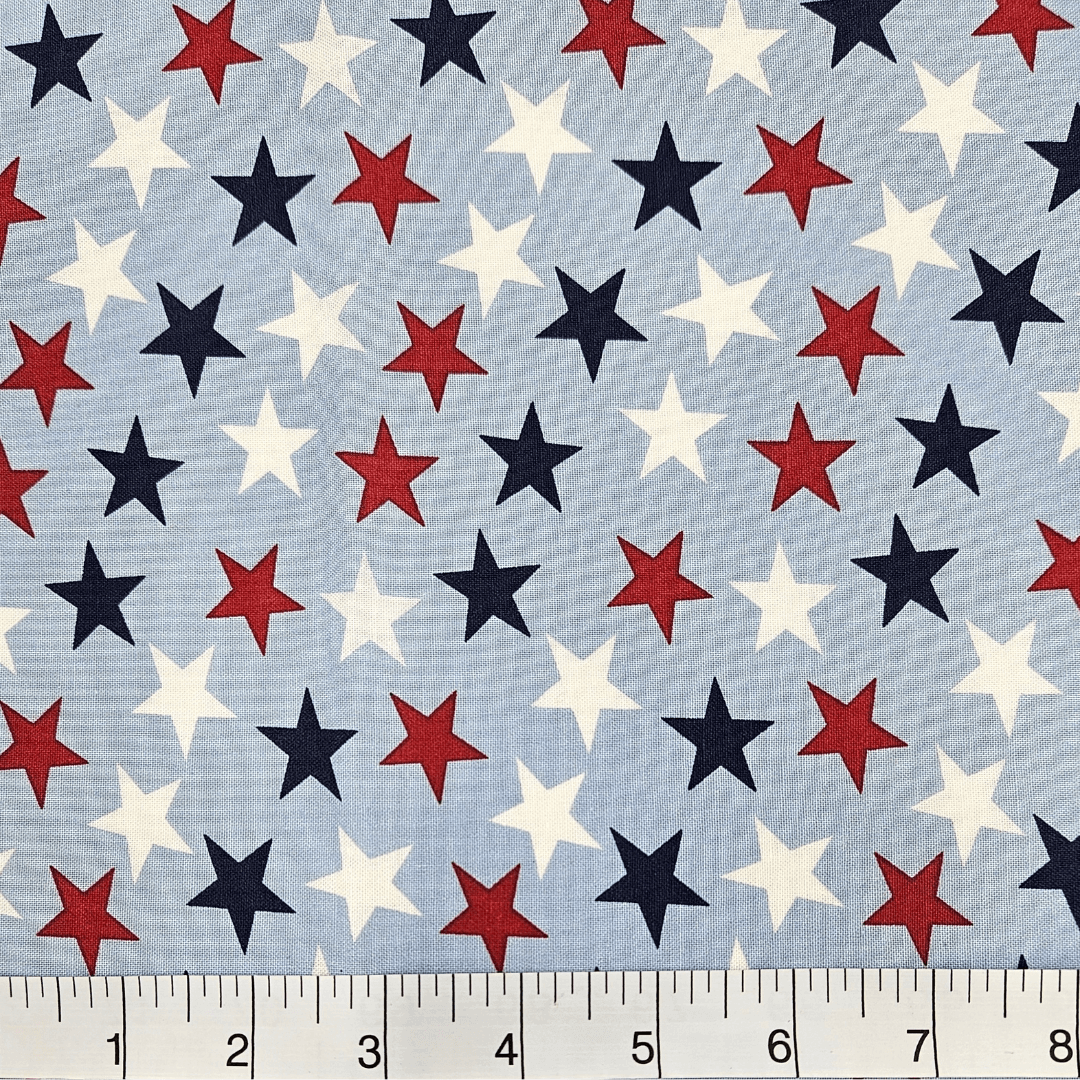 Patriotic Stars 108" Supreme Backings - Large Stars on Light Blue (3-Yard Pack)