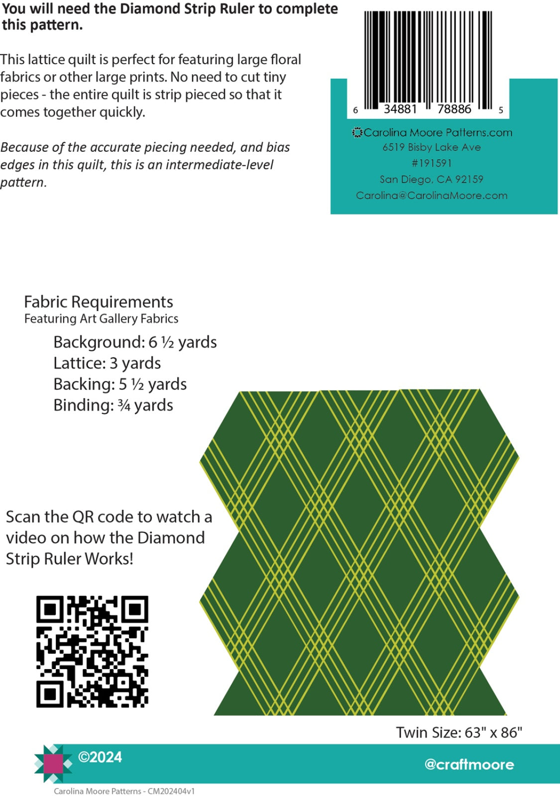 Diamond Lattice Quilt Pattern