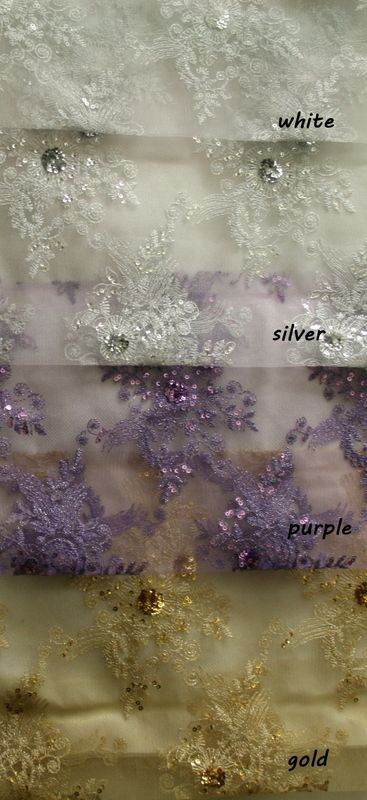 Blossom Glitter Sequin Embroidered Mesh Fabric. Lace Netting Material ideal for Sewing, Dresses, Gowns, Skirts, Veils